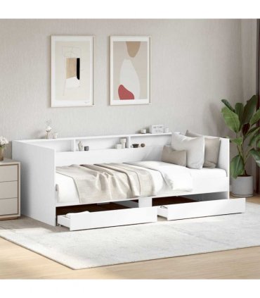 vidaXL Daybed with Drawers without Mattress White 90x190 cm