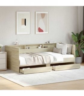 vidaXL Daybed with Drawers without Mattress Sonoma Oak 90x190 cm