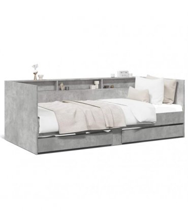 vidaXL Daybed with Drawers without Mattress Concrete Grey 90x190 cm