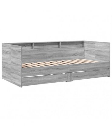 vidaXL Daybed with Drawers without Mattress Grey Sonoma 90x190 cm