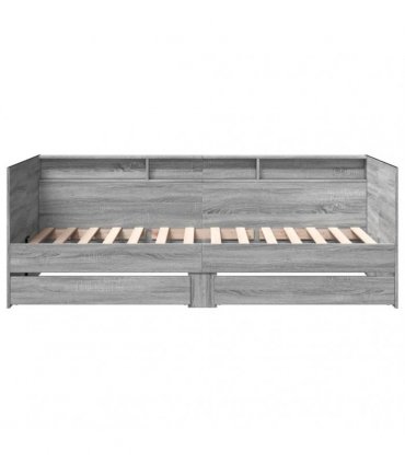vidaXL Daybed with Drawers without Mattress Grey Sonoma 90x190 cm