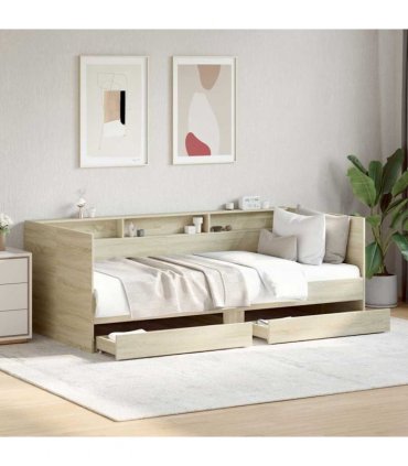vidaXL Daybed with Drawers without Mattress Sonoma Oak 75x190 cm