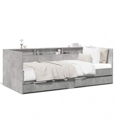 vidaXL Daybed with Drawers without Mattress Concrete Grey 75x190 cm