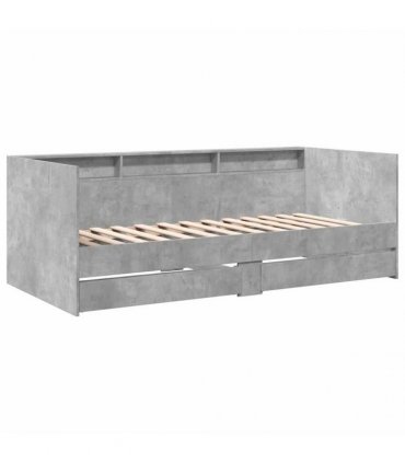 vidaXL Daybed with Drawers without Mattress Concrete Grey 75x190 cm