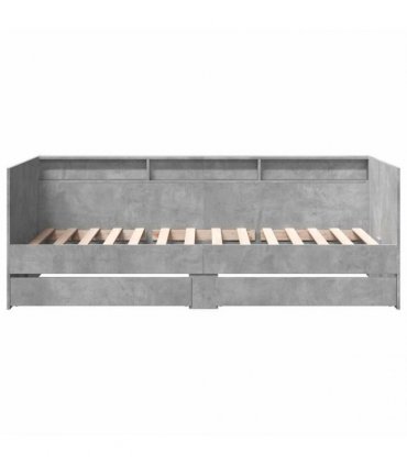 vidaXL Daybed with Drawers without Mattress Concrete Grey 75x190 cm
