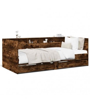 vidaXL Daybed with Drawers without Mattress Smoked Oak 75x190 cm