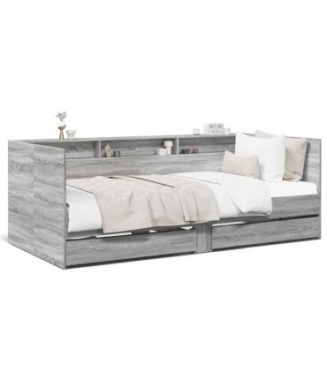 vidaXL Daybed with Drawers without Mattress Grey Sonoma 75x190 cm
