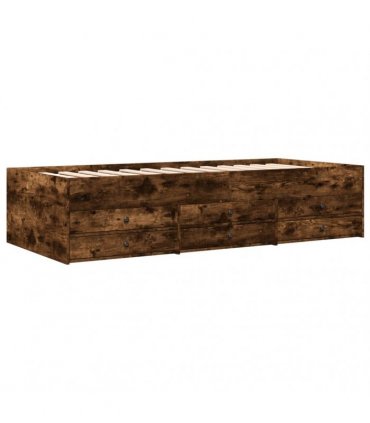 vidaXL Daybed with Drawers without Mattress Smoked Oak 100x200 cm