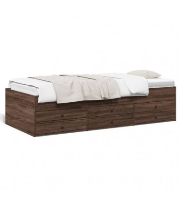 vidaXL Daybed with Drawers without Mattress Brown Oak 100x200 cm
