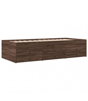 vidaXL Daybed with Drawers without Mattress Brown Oak 100x200 cm