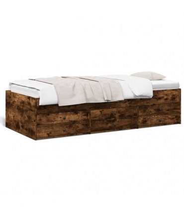 vidaXL Daybed with Drawers without Mattress Smoked Oak 90x200 cm