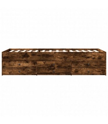 vidaXL Daybed with Drawers without Mattress Smoked Oak 90x200 cm