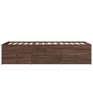 vidaXL Daybed with Drawers without Mattress Brown Oak 90x200 cm