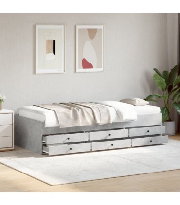 vidaXL Daybed with Drawers without Mattress Concrete Grey 75x190 cm
