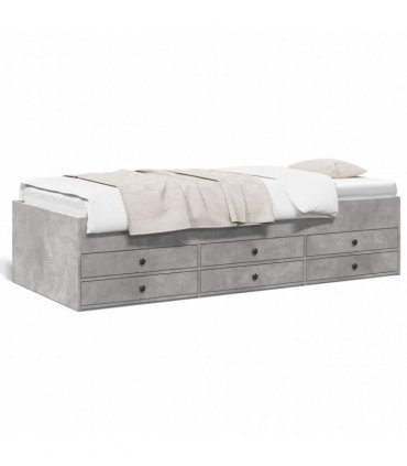 vidaXL Daybed with Drawers without Mattress Concrete Grey 75x190 cm