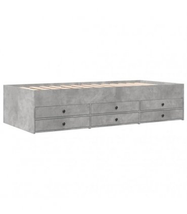 vidaXL Daybed with Drawers without Mattress Concrete Grey 75x190 cm