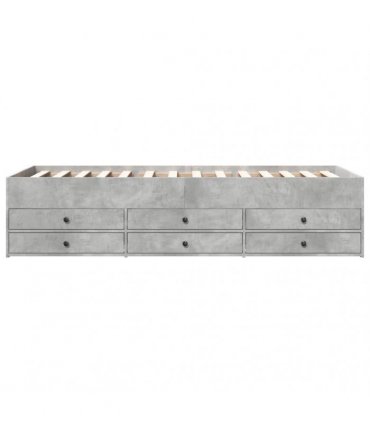 vidaXL Daybed with Drawers without Mattress Concrete Grey 75x190 cm