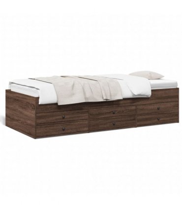 vidaXL Daybed with Drawers without Mattress Brown Oak 75x190 cm