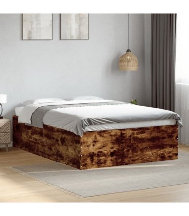 vidaXL Bed Frame without Mattress Smoked Oak 120x190 cm