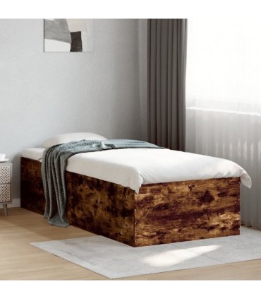vidaXL Bed Frame without Mattress Smoked Oak 100x200 cm