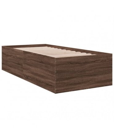 vidaXL Floor Bed Frame Brown Oak 90 x 190 cm Engineered Wood, Plywood