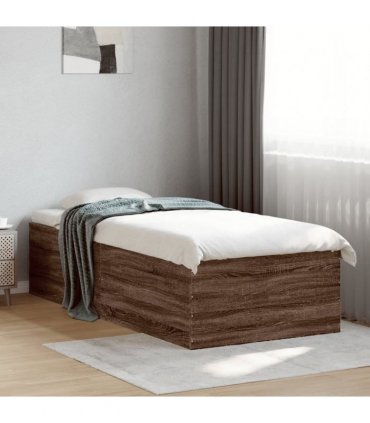 vidaXL Floor Bed Frame Brown Oak 75 x 190 cm Engineered wood, Plywood