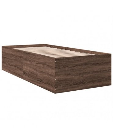 vidaXL Floor Bed Frame Brown Oak 75 x 190 cm Engineered wood, Plywood