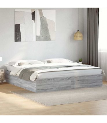 vidaXL Bed Frame without Mattress Grey Sonoma 200x200 cm