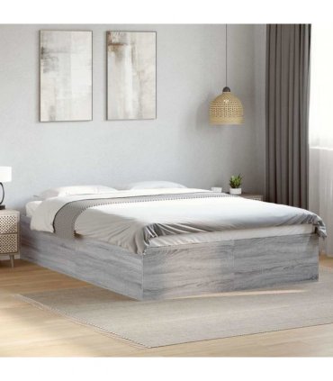 vidaXL Bed Frame without Mattress Grey Sonoma 135x190 cm