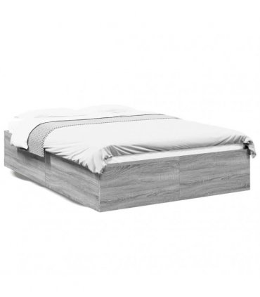 vidaXL Bed Frame without Mattress Grey Sonoma 135x190 cm