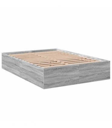 vidaXL Bed Frame without Mattress Grey Sonoma 135x190 cm