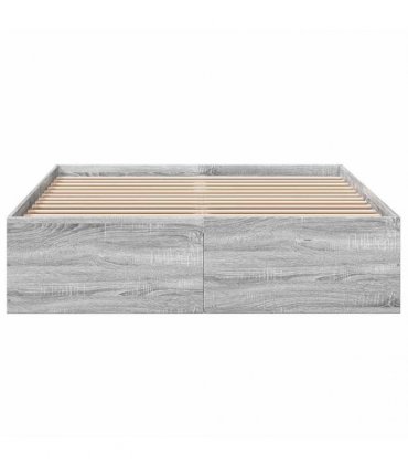 vidaXL Bed Frame without Mattress Grey Sonoma 135x190 cm