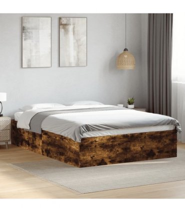 vidaXL Bed Frame without Mattress Smoked Oak 120x190 cm