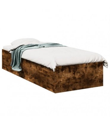 vidaXL Bed Frame without Mattress Smoked Oak 100x200 cm