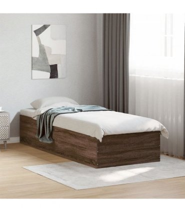vidaXL Bed Frame without Mattress Brown Oak 100x200 cm