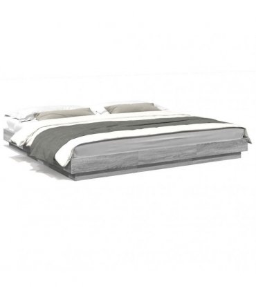vidaXL Bed Frame with LED without Mattress Grey Sonoma 200x200 cm