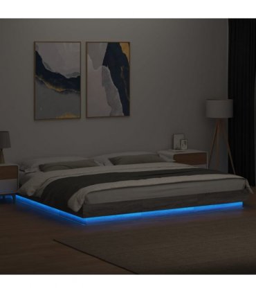 vidaXL Bed Frame with LED without Mattress Grey Sonoma 200x200 cm