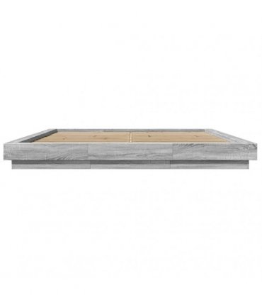 vidaXL Bed Frame with LED without Mattress Grey Sonoma 200x200 cm