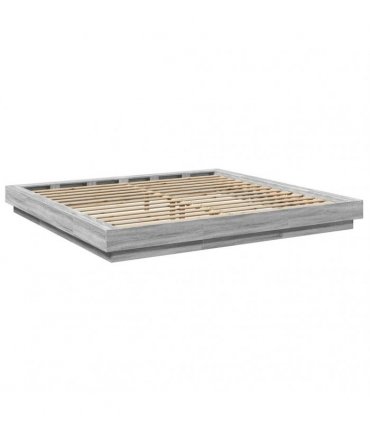 vidaXL Bed Frame with LED without Mattress Grey Sonoma 200x200 cm