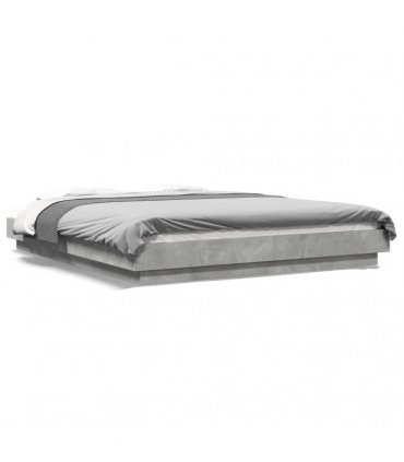 vidaXL Bed Frame with LED without Mattress Concrete Grey 150x200 cm