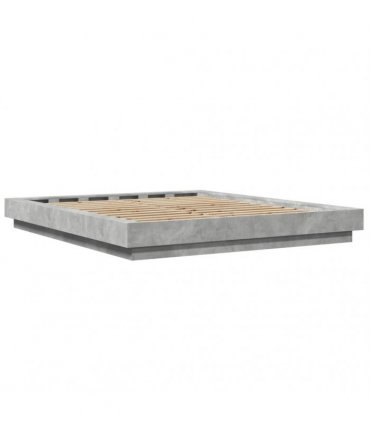 vidaXL Bed Frame with LED without Mattress Concrete Grey 150x200 cm