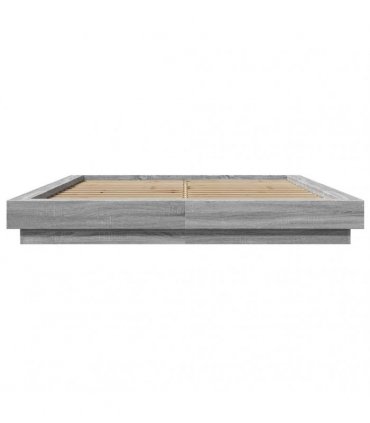 vidaXL Bed Frame with LED without Mattress Grey Sonoma 150x200 cm