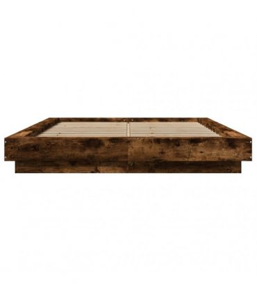 vidaXL Bed Frame with LED Lights without Mattress Smoked Oak 120x200cm