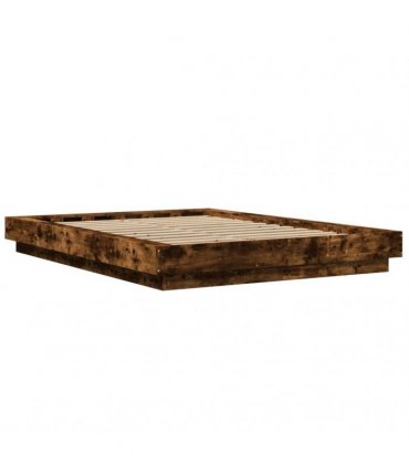 vidaXL Bed Frame with LED Lights without Mattress Smoked Oak 120x200cm