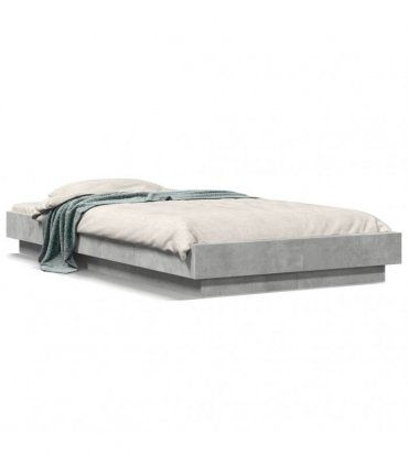 vidaXL Bed Frame with LED without Mattress Concrete Grey 90x200 cm