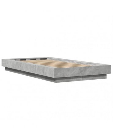 vidaXL Bed Frame with LED without Mattress Concrete Grey 90x200 cm