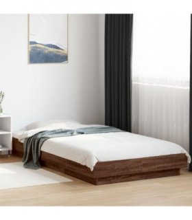 vidaXL Bed Frame with LED Lights without Mattress Brown Oak 90x200cm