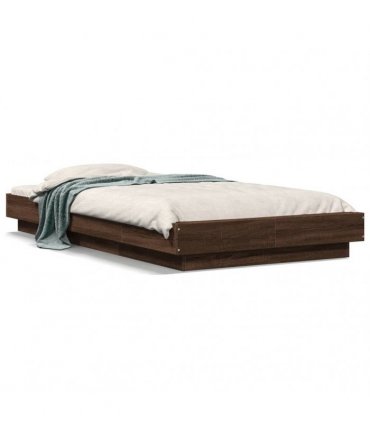 vidaXL Bed Frame with LED Lights without Mattress Brown Oak 90x200cm