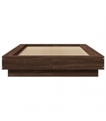 vidaXL Bed Frame with LED Lights without Mattress Brown Oak 90x200cm