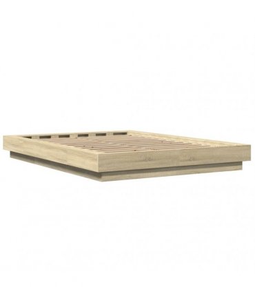 vidaXL Bed Frame with LED Lights without Mattress Sonoma Oak 140x190cm